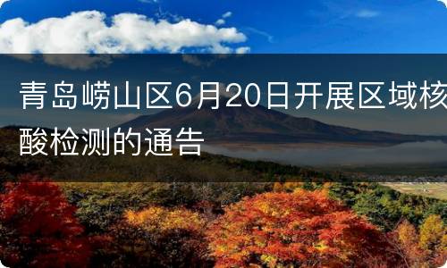 青岛崂山区6月20日开展区域核酸检测的通告