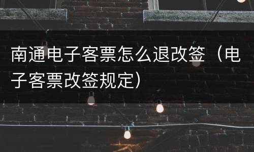 南通电子客票怎么退改签（电子客票改签规定）