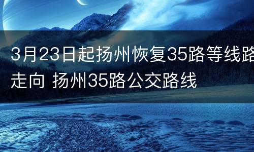 3月23日起扬州恢复35路等线路走向 扬州35路公交路线