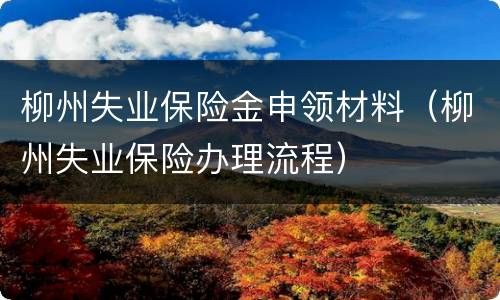 柳州失业保险金申领材料（柳州失业保险办理流程）
