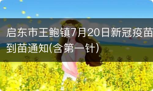 启东市王鲍镇7月20日新冠疫苗到苗通知(含第一针)