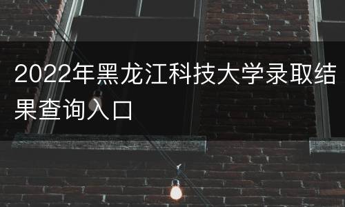2022年黑龙江科技大学录取结果查询入口
