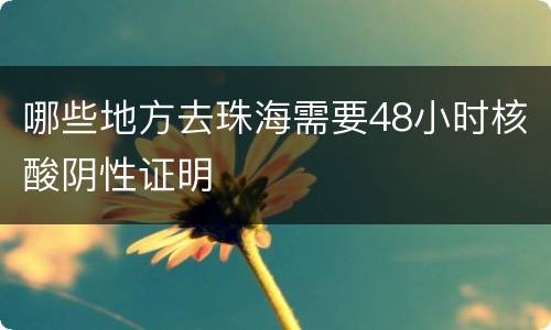 哪些地方去珠海需要48小时核酸阴性证明