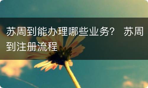 苏周到能办理哪些业务？ 苏周到注册流程