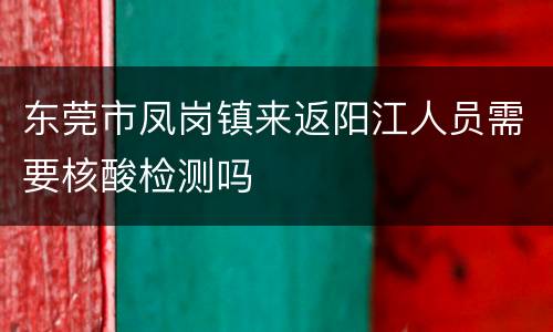 东莞市凤岗镇来返阳江人员需要核酸检测吗