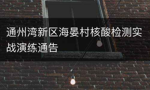 通州湾新区海晏村核酸检测实战演练通告