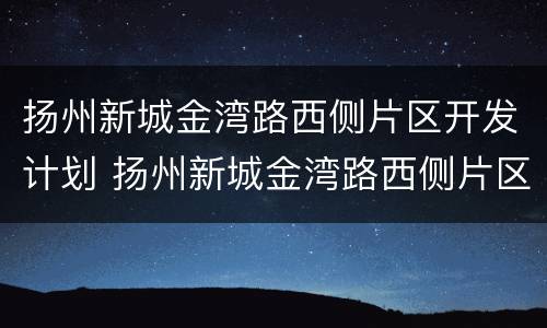 扬州新城金湾路西侧片区开发计划 扬州新城金湾路西侧片区开发计划项目