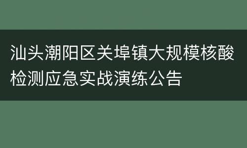 汕头潮阳区关埠镇大规模核酸检测应急实战演练公告
