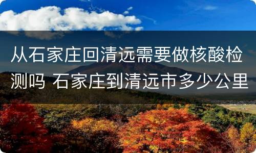 从石家庄回清远需要做核酸检测吗 石家庄到清远市多少公里