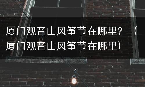 厦门观音山风筝节在哪里？（厦门观音山风筝节在哪里）