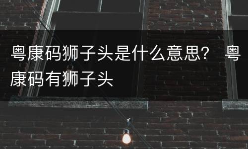 粤康码狮子头是什么意思？ 粤康码有狮子头
