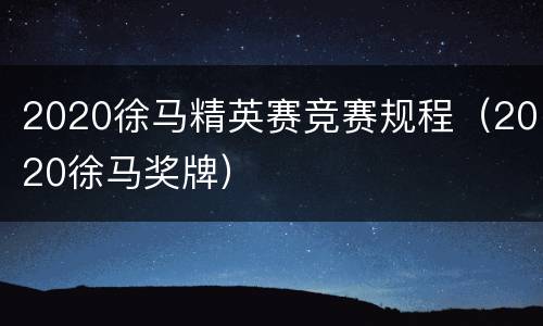 2020徐马精英赛竞赛规程（2020徐马奖牌）