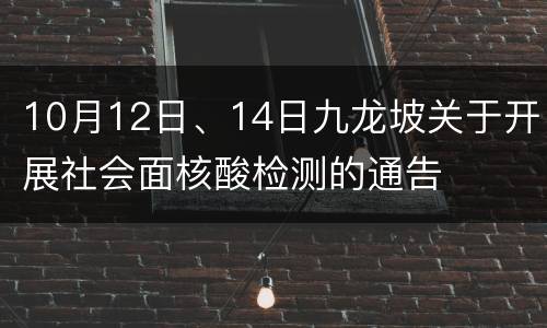 10月12日、14日九龙坡关于开展社会面核酸检测的通告