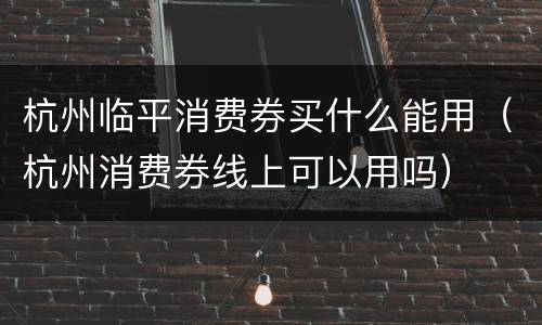 杭州临平消费券买什么能用（杭州消费券线上可以用吗）