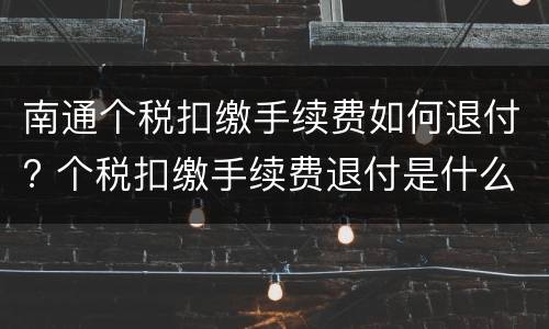 南通个税扣缴手续费如何退付? 个税扣缴手续费退付是什么意思