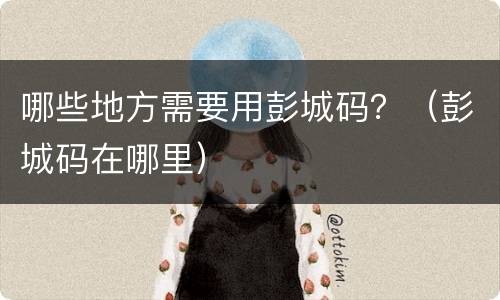 哪些地方需要用彭城码？（彭城码在哪里）
