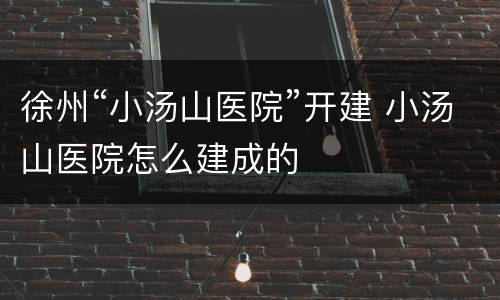 徐州“小汤山医院”开建 小汤山医院怎么建成的