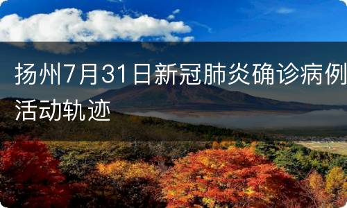 扬州7月31日新冠肺炎确诊病例活动轨迹