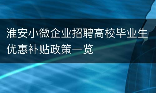 淮安小微企业招聘高校毕业生优惠补贴政策一览