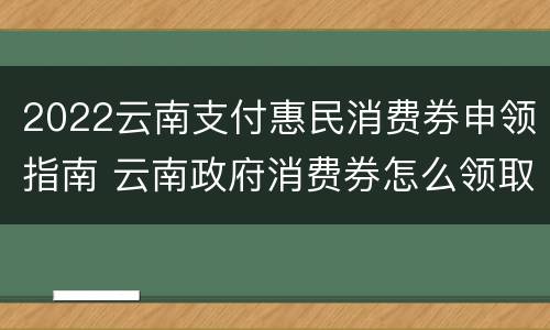 2022云南支付惠民消费券申领指南 云南政府消费券怎么领取