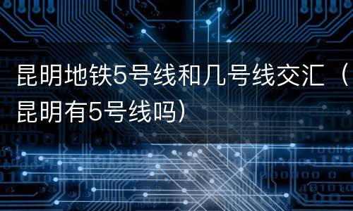 昆明地铁5号线和几号线交汇（昆明有5号线吗）