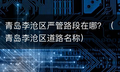 青岛李沧区严管路段在哪？（青岛李沧区道路名称）