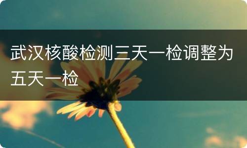 武汉核酸检测三天一检调整为五天一检