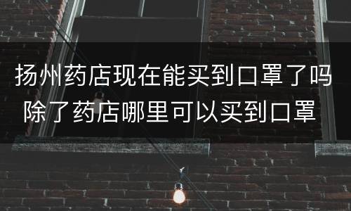 扬州药店现在能买到口罩了吗 除了药店哪里可以买到口罩