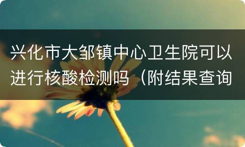 兴化市大邹镇中心卫生院可以进行核酸检测吗（附结果查询入口）
