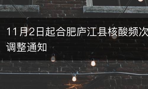 11月2日起合肥庐江县核酸频次调整通知