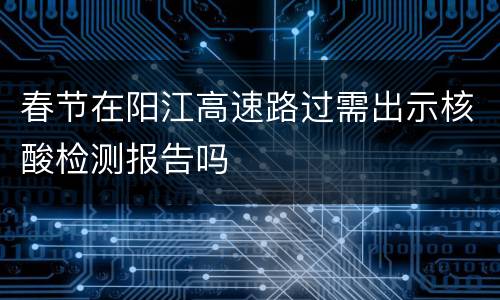 春节在阳江高速路过需出示核酸检测报告吗