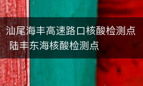 汕尾海丰高速路口核酸检测点 陆丰东海核酸检测点