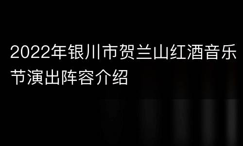 2022年银川市贺兰山红酒音乐节演出阵容介绍