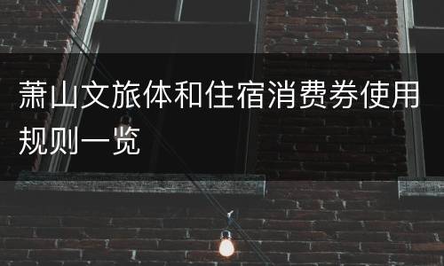 萧山文旅体和住宿消费券使用规则一览