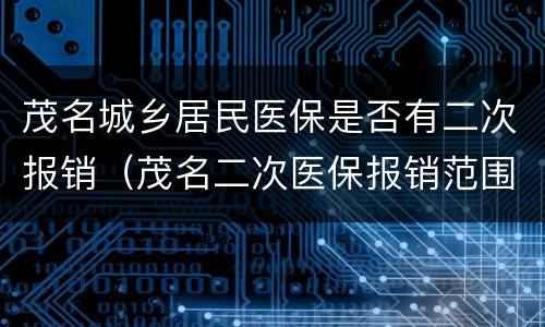 茂名城乡居民医保是否有二次报销（茂名二次医保报销范围）