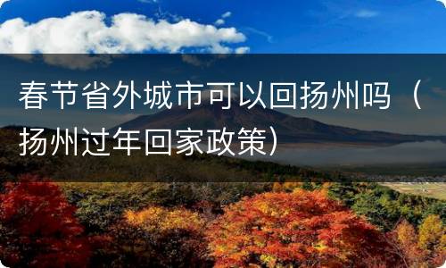 春节省外城市可以回扬州吗（扬州过年回家政策）