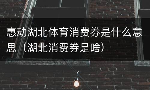 惠动湖北体育消费券是什么意思（湖北消费券是啥）