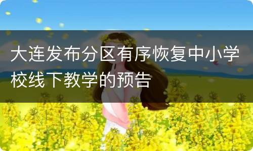 大连发布分区有序恢复中小学校线下教学的预告