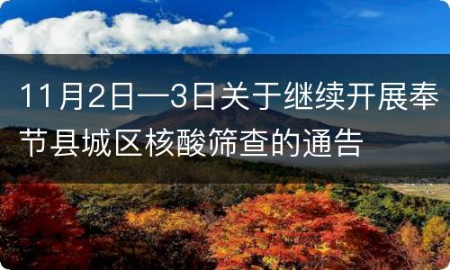 11月2日—3日关于继续开展奉节县城区核酸筛查的通告
