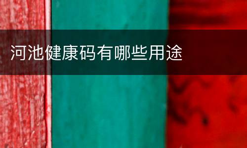河池健康码有哪些用途