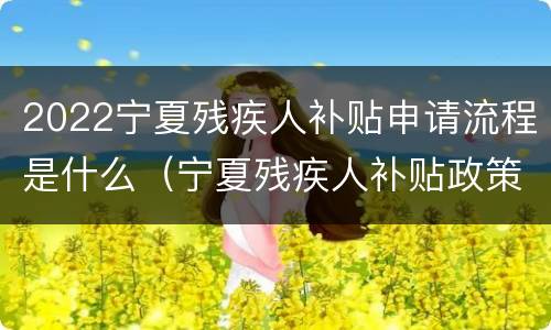 2022宁夏残疾人补贴申请流程是什么（宁夏残疾人补贴政策2020年每月多少钱）