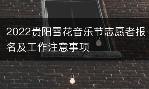 2022贵阳雪花音乐节志愿者报名及工作注意事项