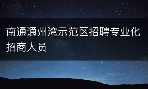 南通通州湾示范区招聘专业化招商人员