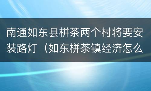 南通如东县栟茶两个村将要安装路灯（如东栟茶镇经济怎么样）