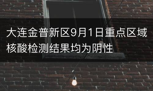 大连金普新区9月1日重点区域核酸检测结果均为阴性