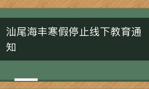 汕尾海丰寒假停止线下教育通知