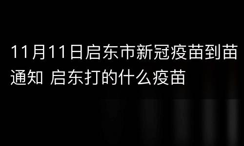 11月11日启东市新冠疫苗到苗通知 启东打的什么疫苗