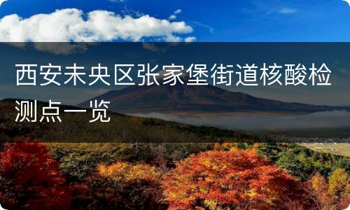 西安未央区张家堡街道核酸检测点一览