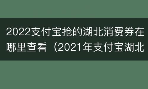 2022支付宝抢的湖北消费券在哪里查看（2021年支付宝湖北消费券怎么抢）