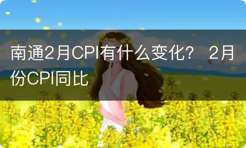 南通2月CPI有什么变化？ 2月份CPI同比
